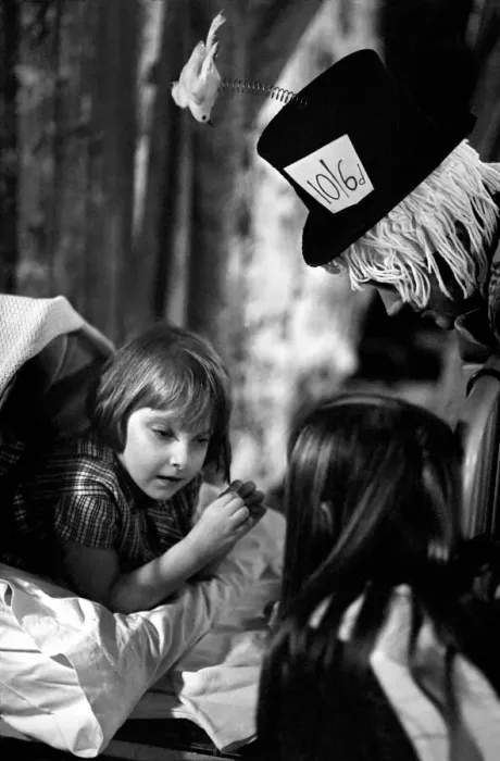 Framed Print : Children of booth hall hospital meet character from Alice in Wonderland: Janet Harrop, 5