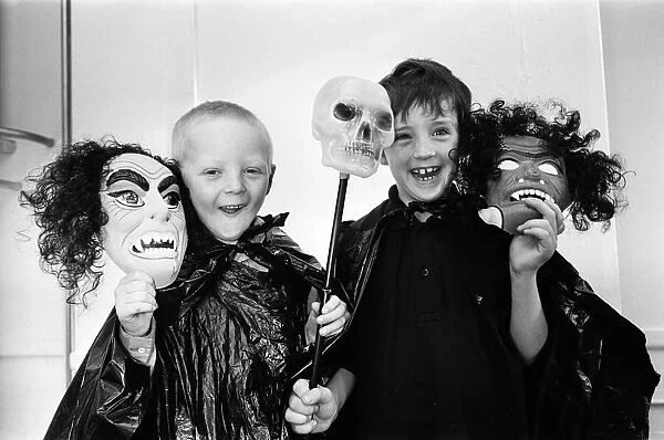 Children celebrating Halloween in Liverpool. Pictured, Lee Williams and Glen Styles
