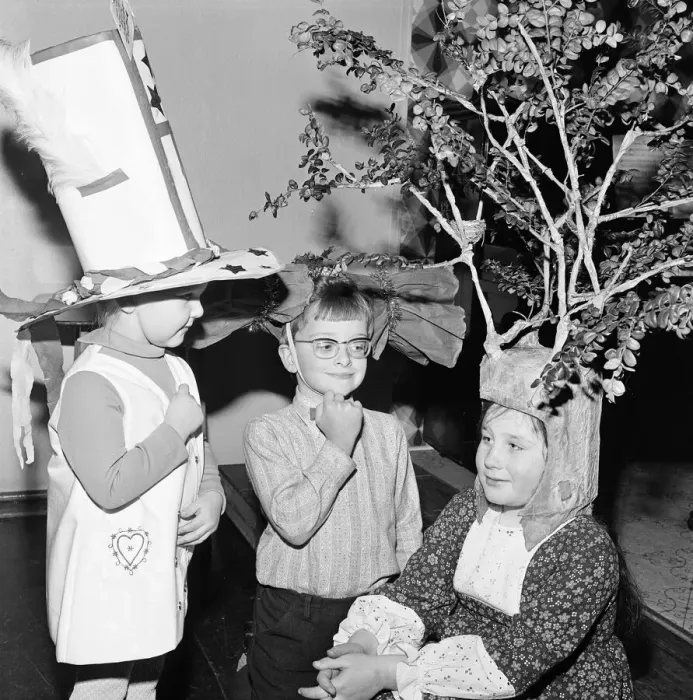 Framed Print : Children compete in a Fancy Hat Competition, Teesside, North East England, January 1974