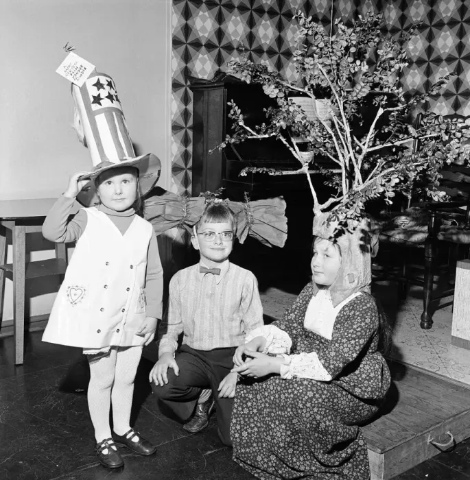 Framed Print : Children compete in a Fancy Hat Competition, Teesside, North East England, January 1974 Framed Print : Children compete in a Fancy Hat Competition, Teesside, North East England, January 1974
