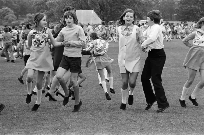 Framed Print : Children country dancing in Teesside. 1972 Framed Print : Children country dancing in Teesside. 1972