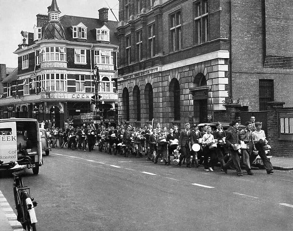 Children of East Central School Sutton, Surrey in procession through High St Sutton