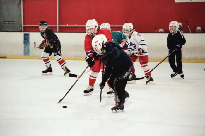 Framed Print : Children enjoying a game of ice hockey during half term at Billingham Forum Framed Print : Children enjoying a game of ice hockey during half term at Billingham Forum