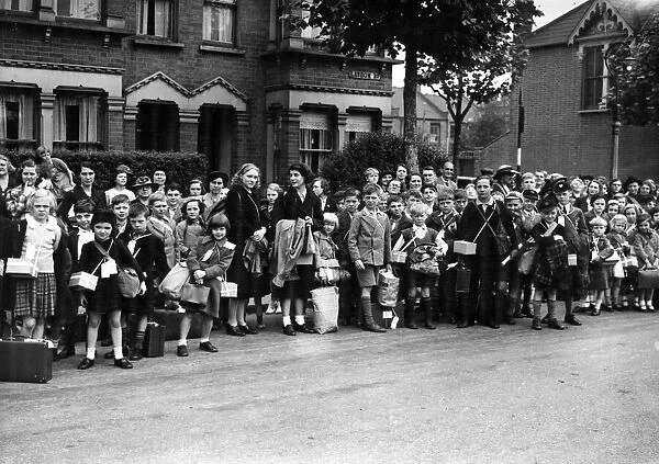 Children evacuated from Lathom Road, East London during World War II. Circa 1939