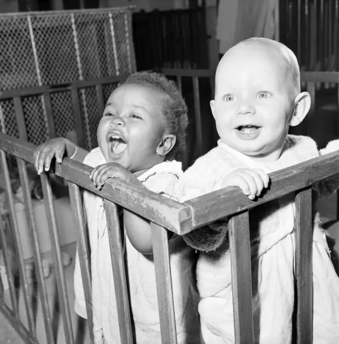 Framed Print : Children expressions at the London County Council day nursery at Cold Harbour Lane Framed Print : Children expressions at the London County Council day nursery at Cold Harbour Lane