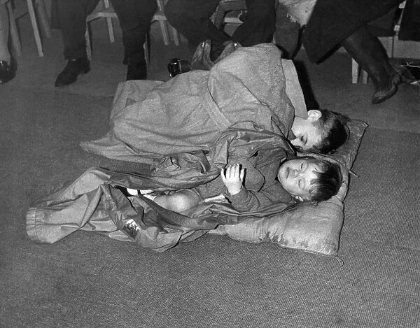 Children fast asleep in ballroom after air raid bombing of Coventry 20th November 1940