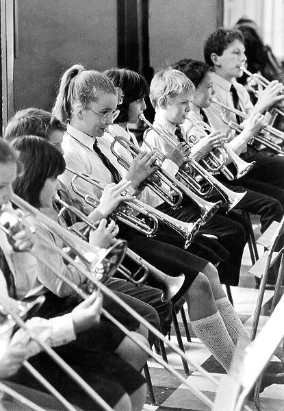 Children from Gosforth Central Middle School learning to play instruments on May 4, 1989