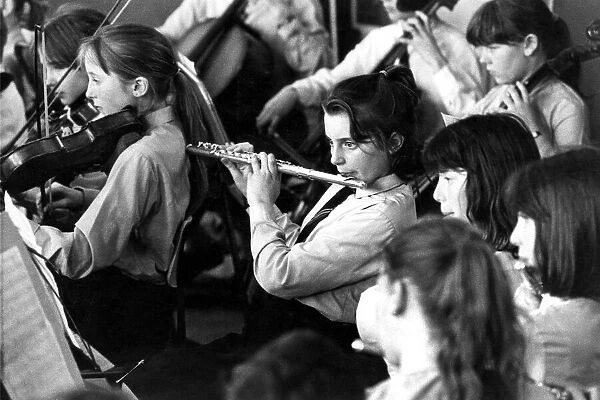 Children from Gosforth Central Middle School learning to play instruments on May 4, 1989