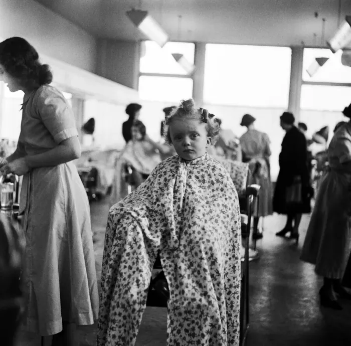 Framed Print : Children Hair dressing at Selfridges. It seems to be one of the most fashionable things