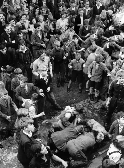 Framed Print : Children at Honiton, Devon, gather hot money once a year on the town