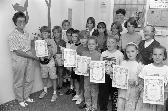 Framed Print : Children from Huddersfield Yamaha Music School are celebrating exam successes