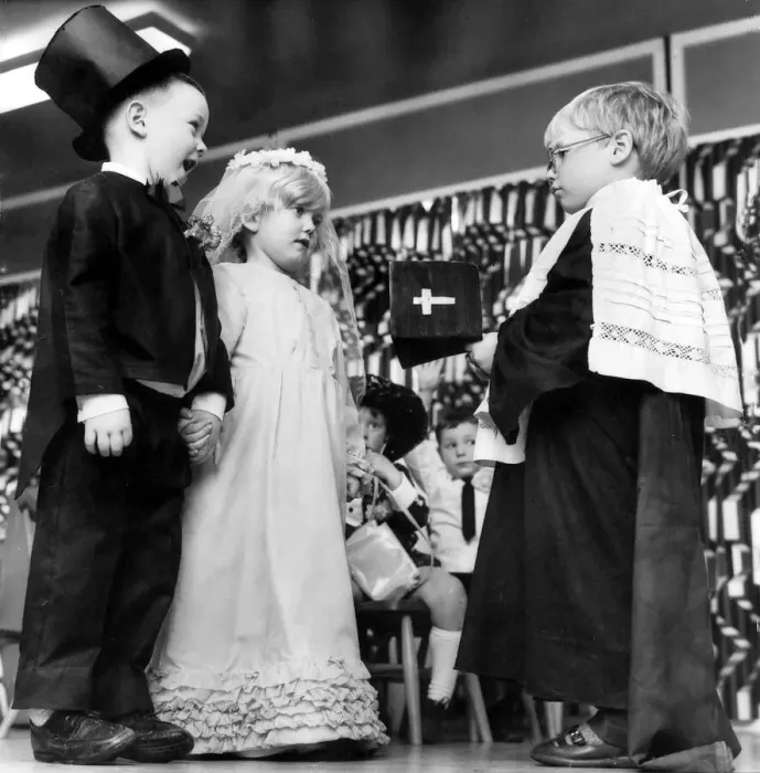 Framed Print : Children Nursery March 1970. Children at Bluebell day Nursery