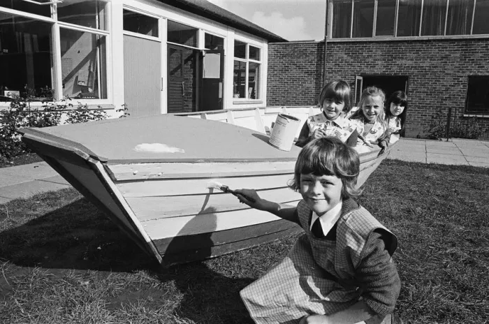 Framed Print : Children paint cobble at Guisborough School in the north-east of England Framed Print : Children paint cobble at Guisborough School in the north-east of England