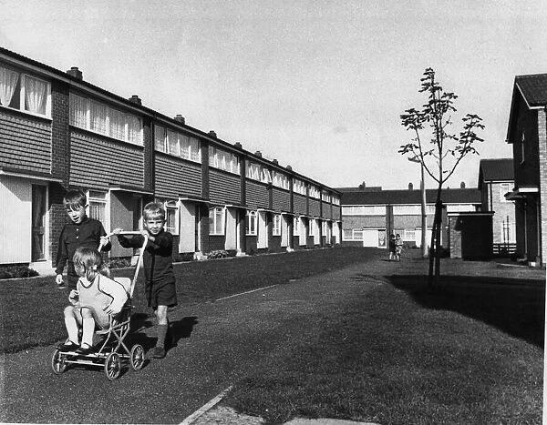 Children playing, Bromlee housing estate Ashington. September 1969