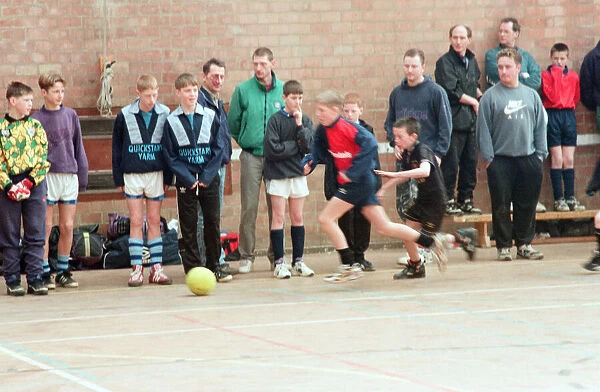 Children playing football in an annual 5-a-side football tournament held at Bishopsgarth