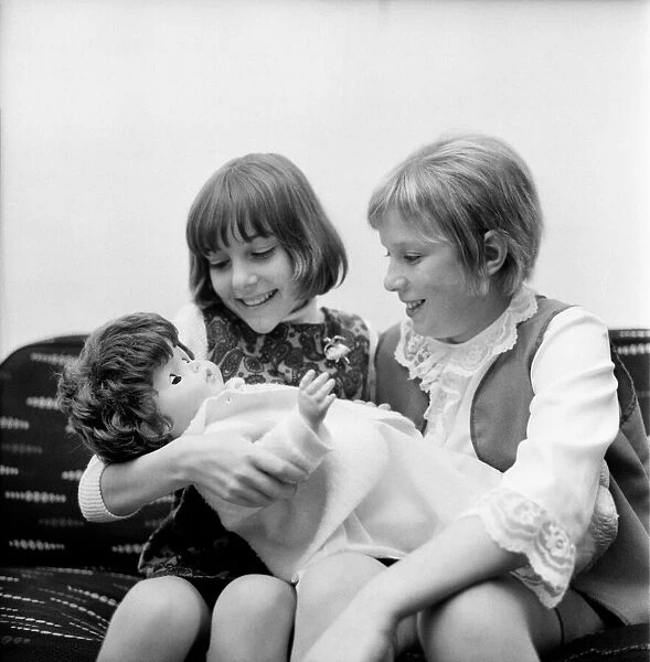 Children playing: Girls: Hilary wood (Left) and Melanie Smith (Both aged 12