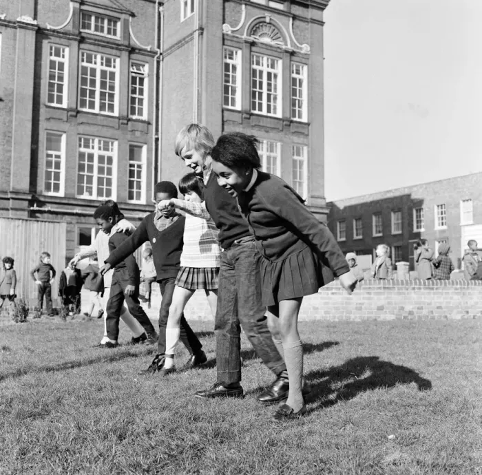 Framed Print : Children playing at Penton Junior School, Islington, North London, 11th March 1971