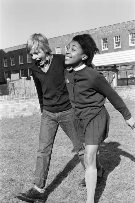 Framed Print : Children playing at Penton Junior School, Islington, North London, 11th March 1971