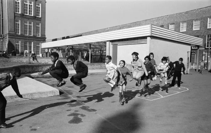Framed Print : Children playing at Penton Junior School, Islington, North London, 11th March 1971 Framed Print : Children playing at Penton Junior School, Islington, North London, 11th March 1971