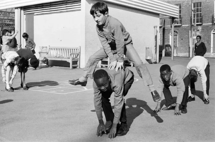 Framed Print : Children playing at Penton Junior School, Islington, North London, 11th March 1971 Framed Print : Children playing at Penton Junior School, Islington, North London, 11th March 1971