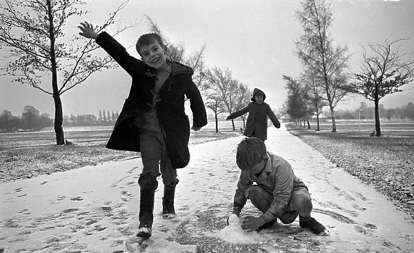 Children playing in the snow at the War Memorial Park, Coventry. 4th January 1968