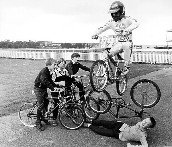 Children practising stunts at Stocktons redundant racecourse