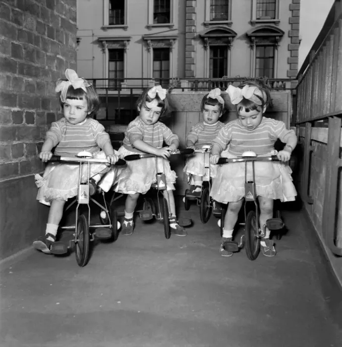 Framed Print : Children quads: the Cole quads seen here on their new bikes which were birthday presents Framed Print : Children quads: the Cole quads seen here on their new bikes which were birthday presents