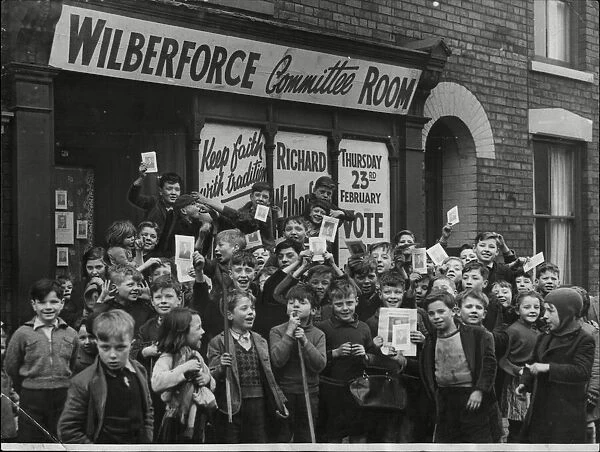 Children at R. O. Wilberforce (conservative) campaign headquarters in Hull