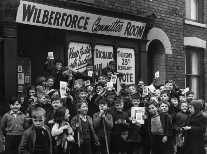 Framed Print : Children at R. O. Wilberforce (Conservative) campaign headquarters in Hull during