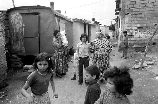 Children and reisdents on the streets in a poor suburb on the outskirts of Rome