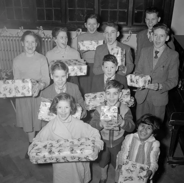 Framed Print : Children at the St Agnes Home for Children with their Christmas presents December