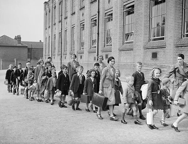 Children of St. Benedicts Road School, Small Heath during their evacuation rehearsal