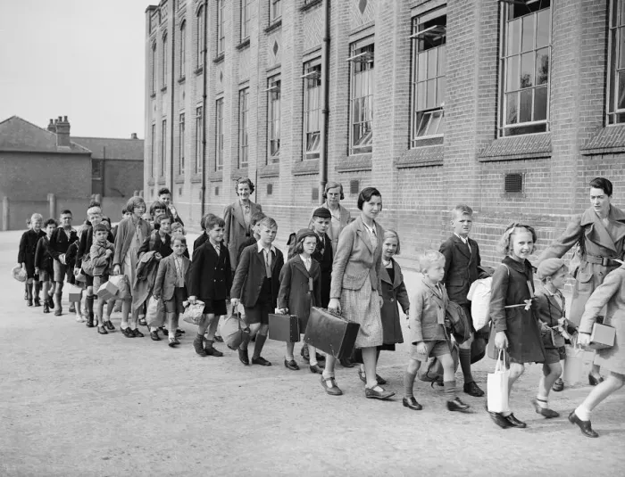 Framed Print : Children of St. Benedicts Road School, Small Heath during their evacuation rehearsal Framed Print : Children of St. Benedicts Road School, Small Heath during their evacuation rehearsal