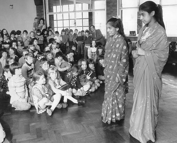 Children of St. Marys R. C. School, Coventry, are showing two types of Indian dress