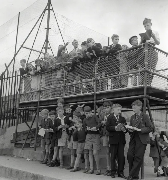 Framed Print : Children Train Spotting July 1960 Children spend many hours watching the trains go