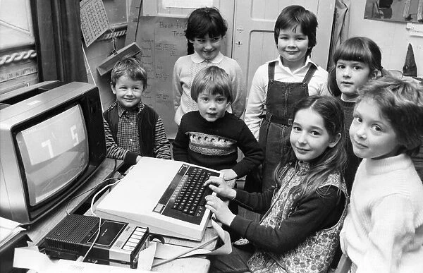 Children using computers. Schoolchildren at the computer at Combo First School near