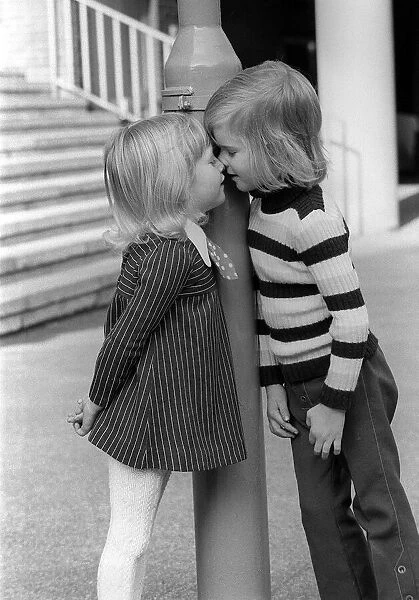 Children Valentines Day Kiss in February 1973 - 4 year olds Stephen Simson