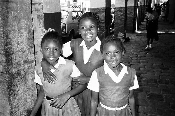 Children on their way to school in Kingston, Jamaica, January 1984