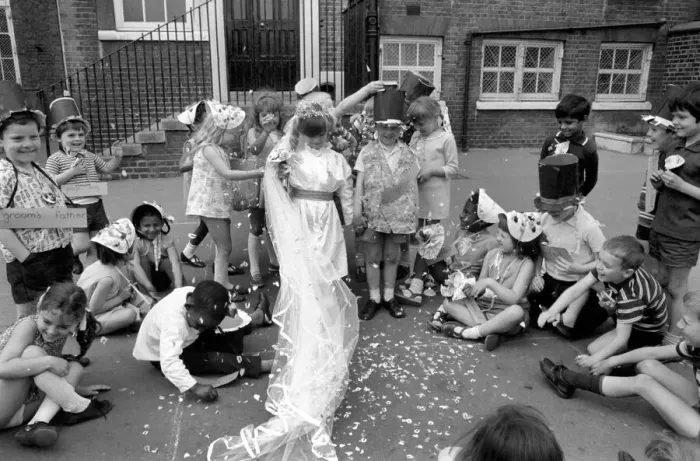 Framed Print : Children: Wedding: Marriage: School Wedding Mockery: School Wedding at the Sir William
