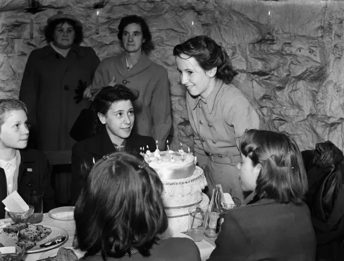 Framed Print : Childrens Birthday party in the Chislehurst Caves Circa January 1954 Framed Print : Childrens Birthday party in the Chislehurst Caves Circa January 1954