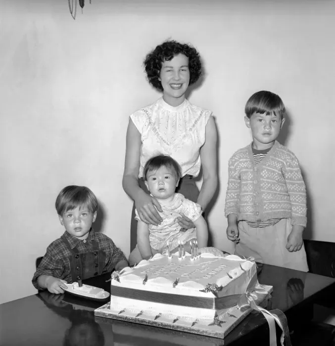 Framed Print : Childrens Birthday Party: Mrs. Meachim and her three sons all have the same birthday
