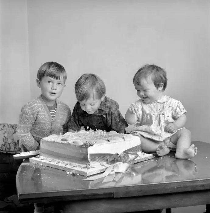 Framed Print : Childrens Birthday Party: Mrs. Meachim and her three sons all have the same birthday