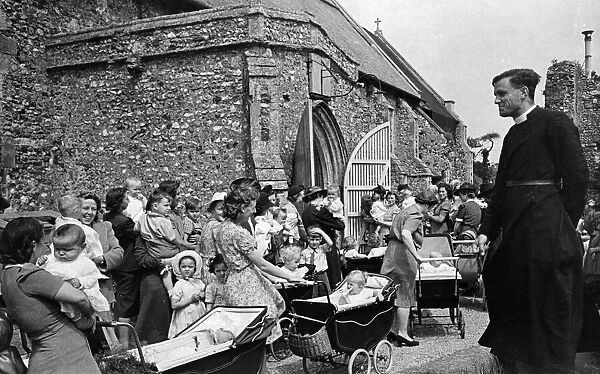 A childrens service being held at a Kessington church July 1942