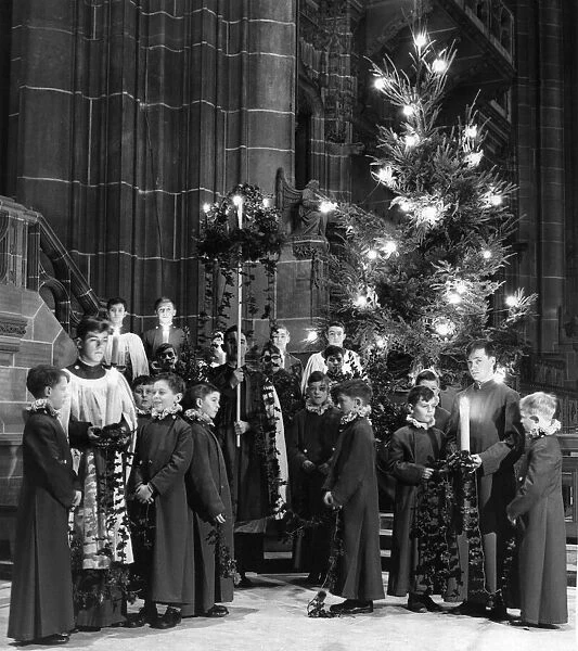 Choirboys at Liverpool Cathedral. 22nd December 1962