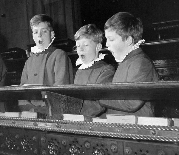 Choristers practising at Lichfield cathedral. September 1959