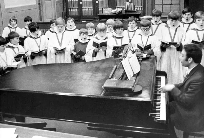 Framed Print : The choristers of St. Nicholas Cathedral in Newcastle practising on November 25, 1971 Framed Print : The choristers of St. Nicholas Cathedral in Newcastle practising on November 25, 1971