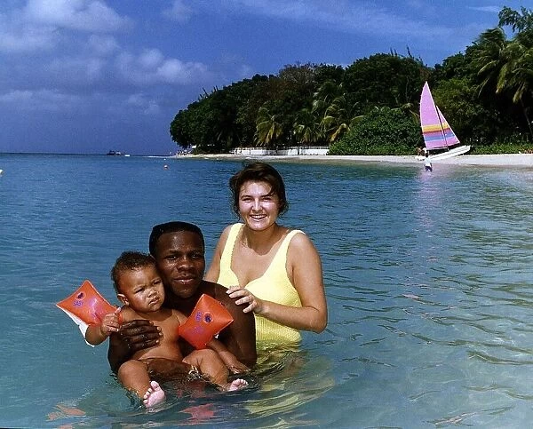 Chris Eubank Boxing with wife Karron and Son Christopher on his honeymoon in Barbados