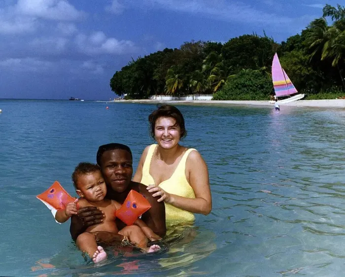 Framed Print : Chris Eubank Boxing with wife Karron and Son Christopher on his honeymoon in Barbados Framed Print : Chris Eubank Boxing with wife Karron and Son Christopher on his honeymoon in Barbados