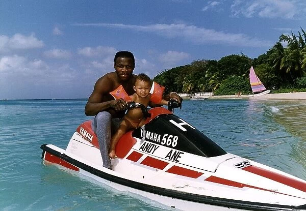 Chris Eubank WBO Middleweight Boxing Champion On Holiday With His Son On A Water Bike Jet