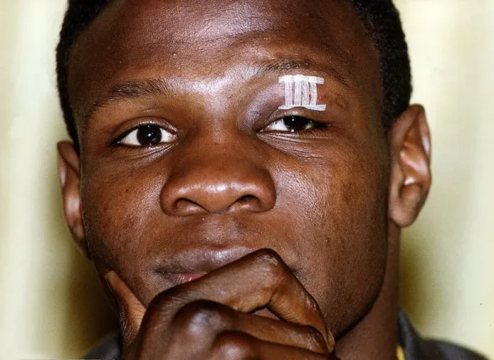 Framed Print : Chris Eubank former WBO Super Middleweight Champion at his press conference at Grosvenor Framed Print : Chris Eubank former WBO Super Middleweight Champion at his press conference at Grosvenor